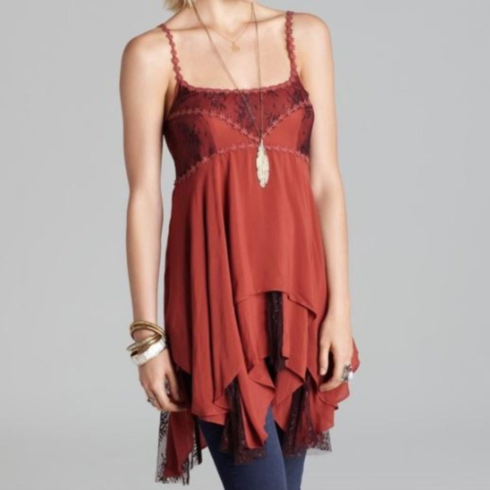 Free People Pieced Lace Slip Dress